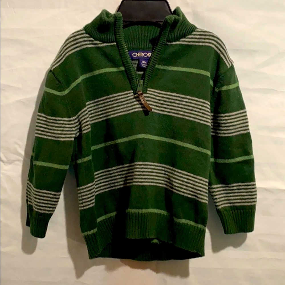 Boys Cherokee Size 18 Months Green Sweater.